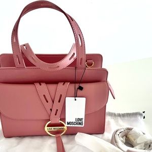 Love Moschino - Dusty Rose Top Handle Hand Bag With Removable Shoulder Strap